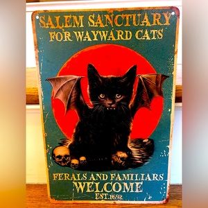 Fanged and Winged Black Cat Wall Decor